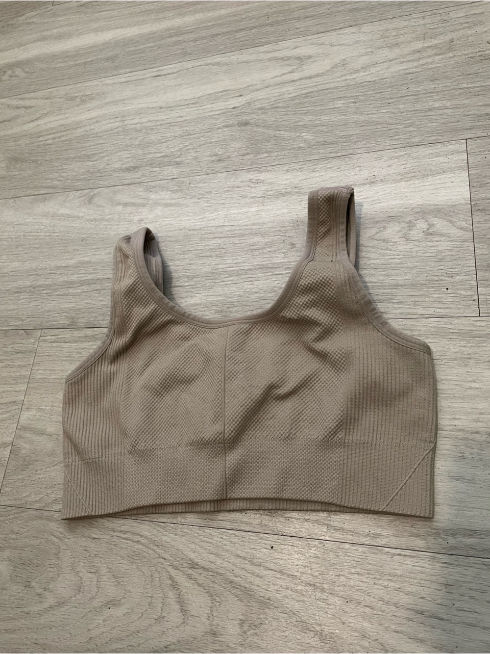 Ribbed Scoop Sports Bra - Taupe